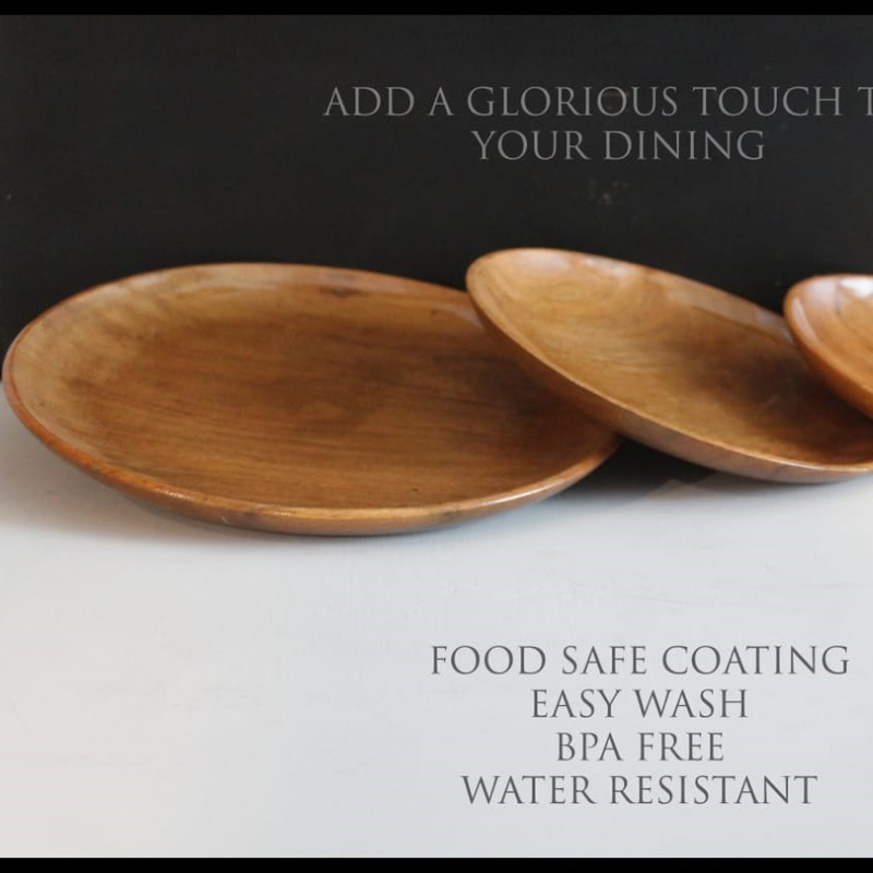 Handmade Wooden Round Plate Set